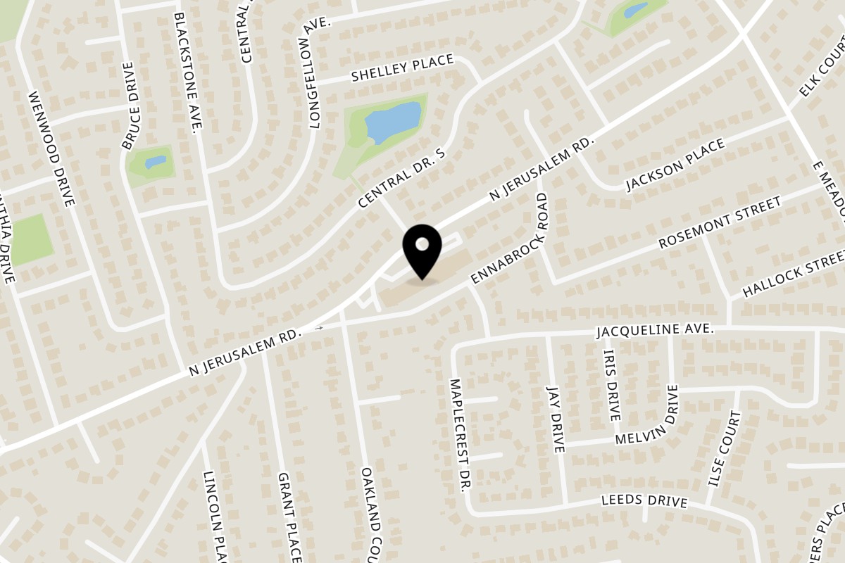 Map showing the location of Bubble Hut on 2026 N Jerusalem Rd in North Bellmore